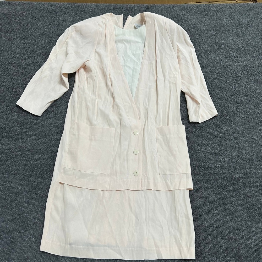 Kwai Dress Womens Size 8 Pink Rayon Blend Long Sleeve Button Front Made in USA